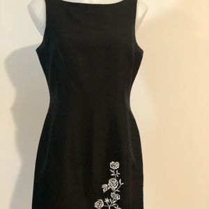 Sexy and Classy Black Fitted Dress with White Rose